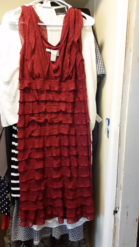 Ruffled burgundy knit dress