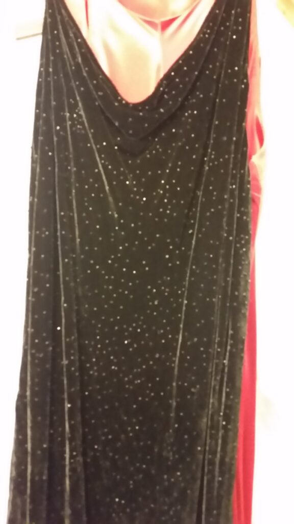 Closeup of the black Y2K dress