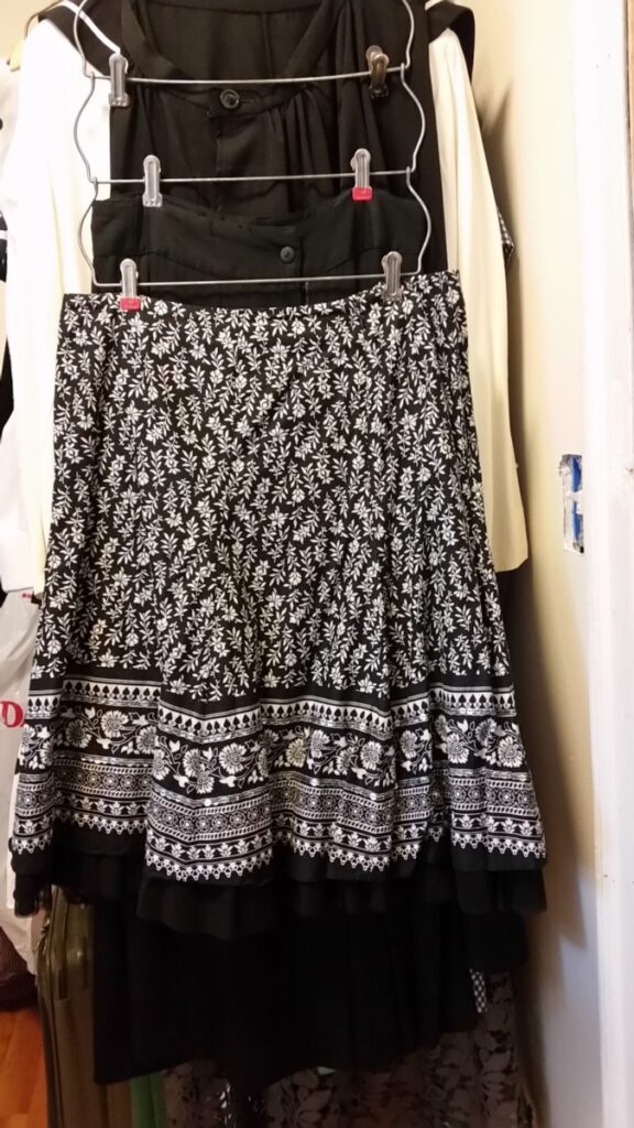 Black and white India print skirt with sequins