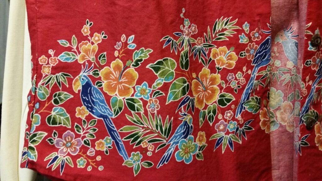 Closeup of the design on the Okinawan blouse